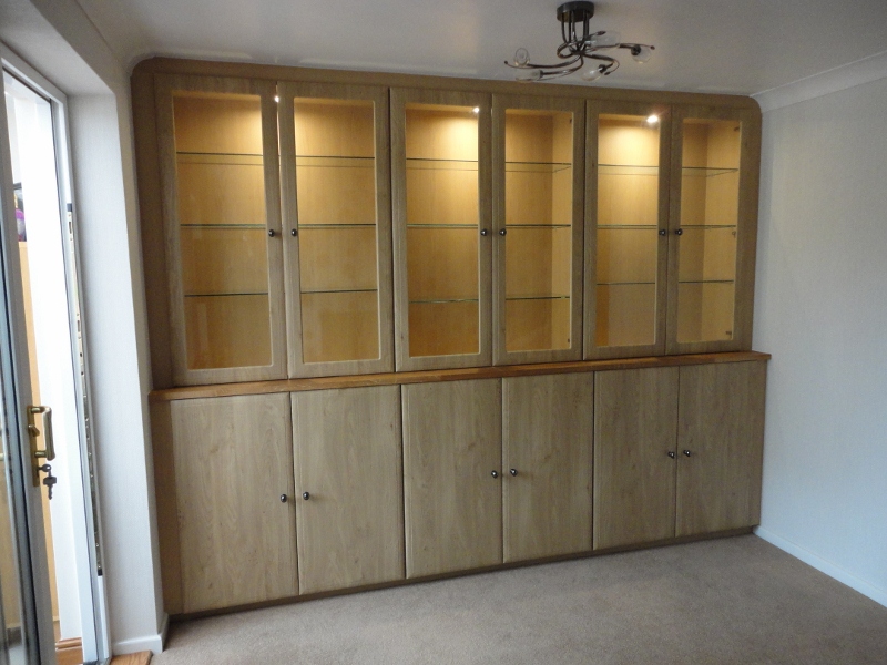 Bespoke cabinet, part glazed with recessed top section