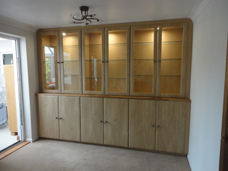 Bespoke cabinet, part glazed with recessed top section 